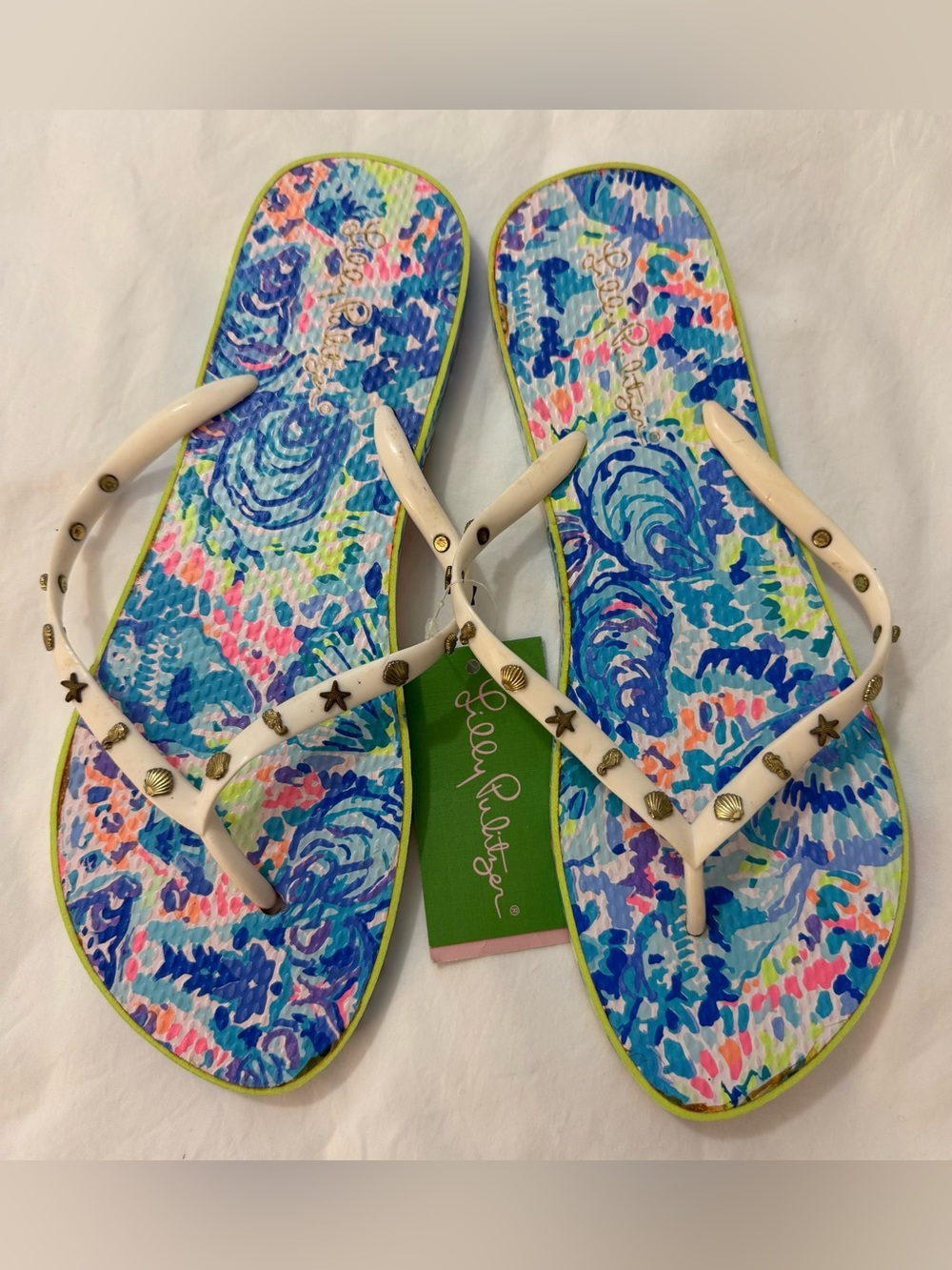 NWT Lilly Pulitzer 9/10 Splashdance POOL FLIP FLOP Sandals Swim Summer